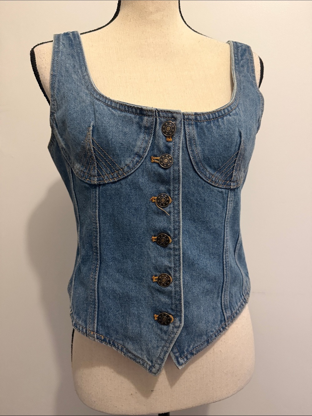 NEW Lioness After Hours Corset Top Denim Tank Blue